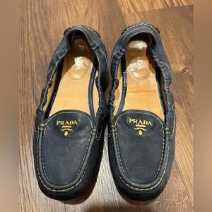 Prada Dark Blue Leather Loafers Size 39